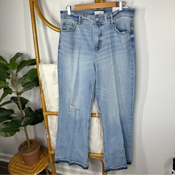 NWT Loft Raw Hem High Rise Wide Leg Light Indigo Wash sz 30 - Picture 4 of 7